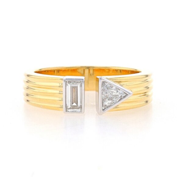 Yellow Gold Diamond Negative Space Band 18k Trill & Bag.43ctw Wedding Ring 6 3/4